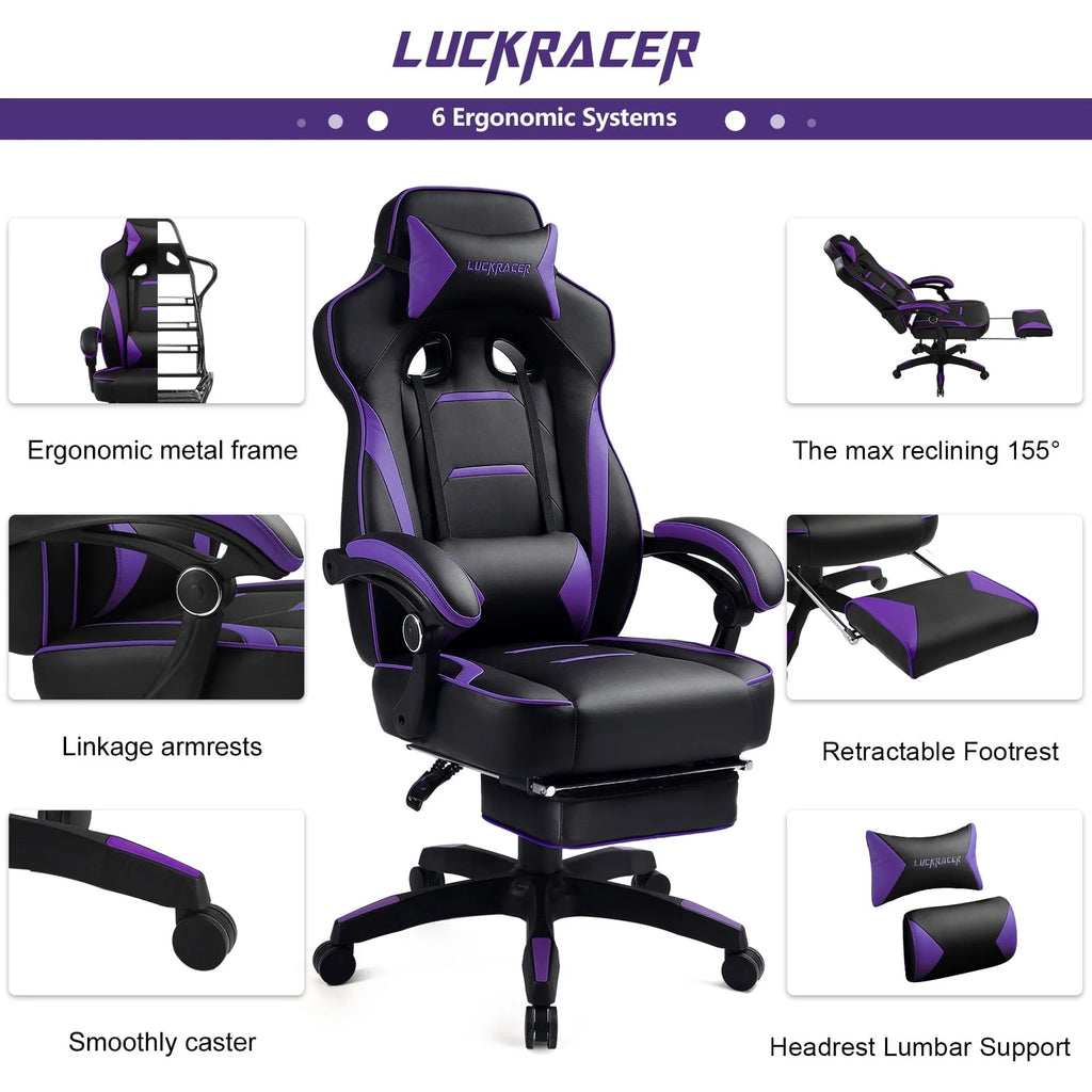Purple Ergonomic Swivel Gaming Chair M826407