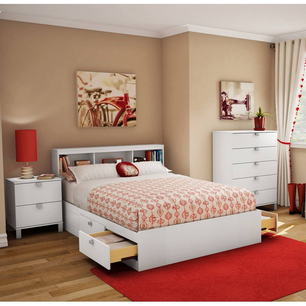 White Full Bookcase Headboard O55836