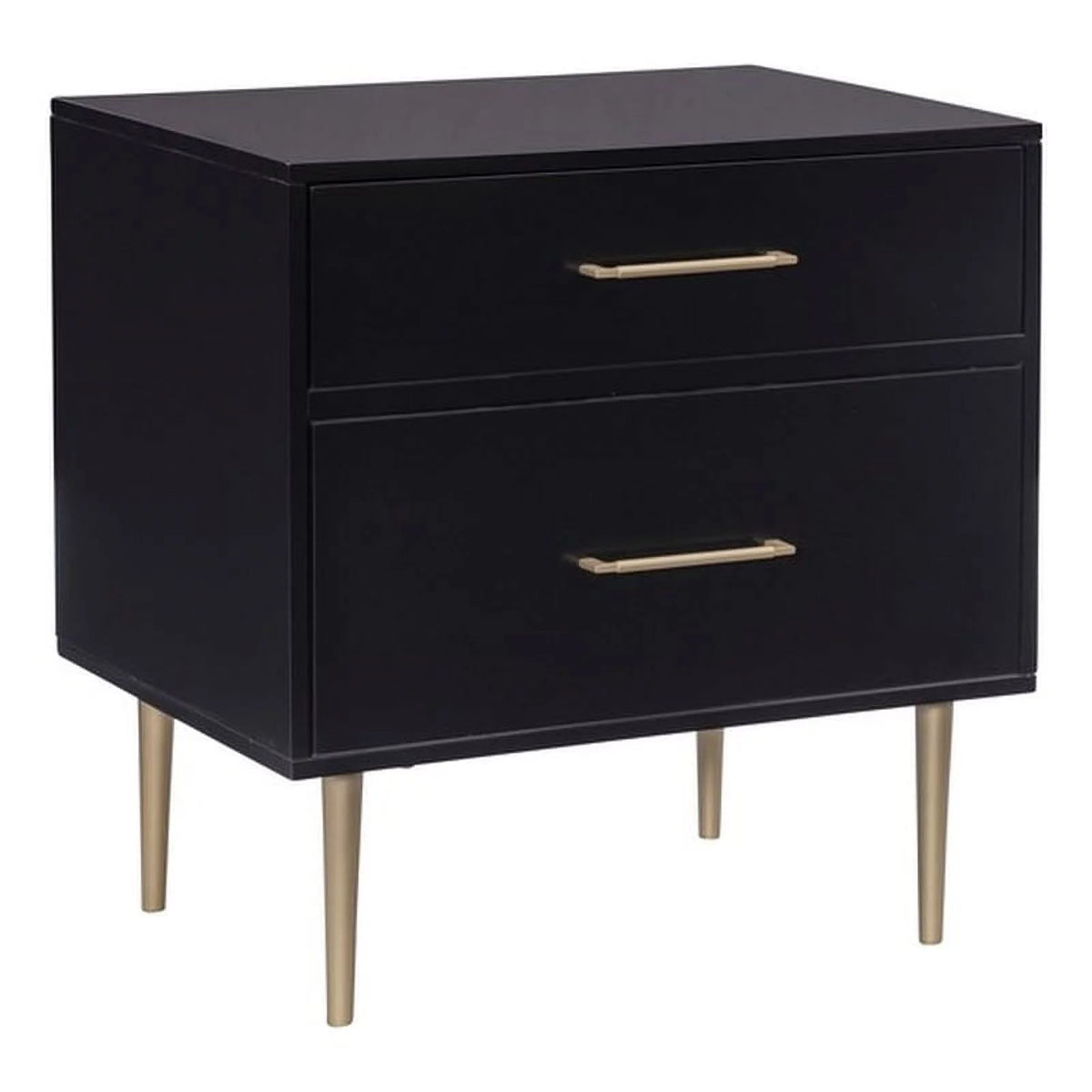 Black Two Drawer Wood Nightstand R743587