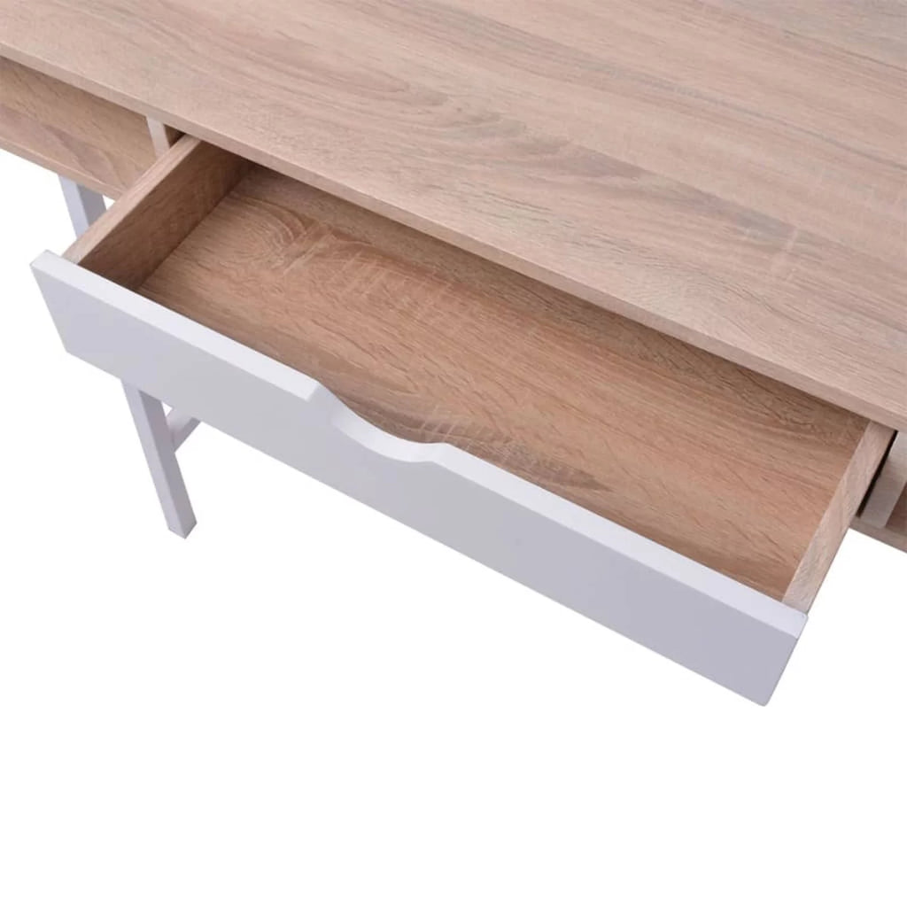 Oak and White Desk with 1 Drawer J29296
