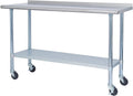 Stainless Steel 24 x 60 Inches Worktable with Backsplash and Adjustable Shelf J51792