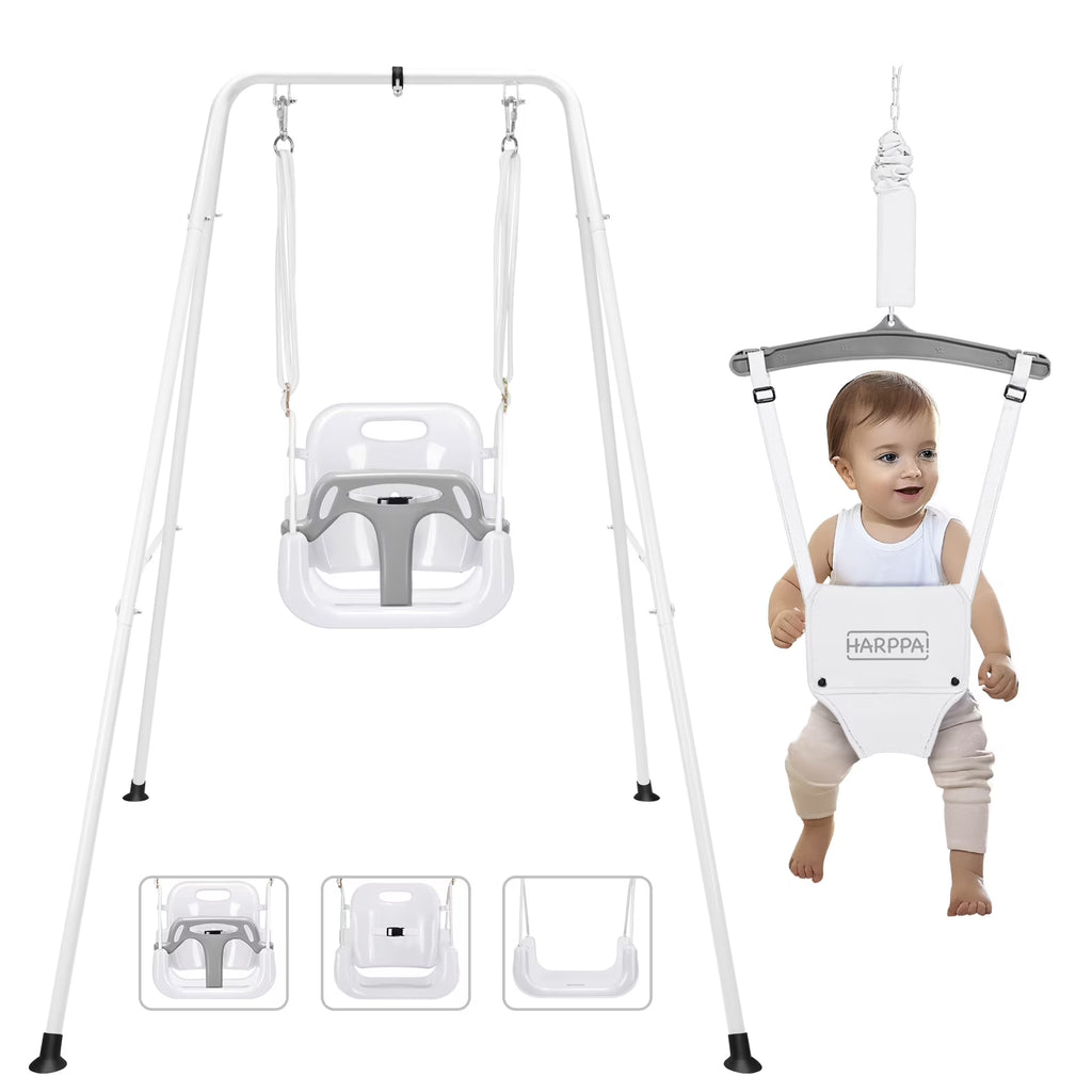 White Foldable Toddler Swing Set F1126