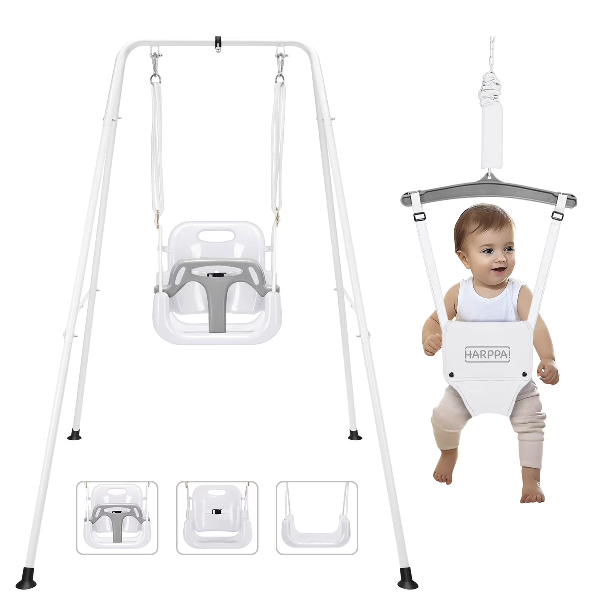White Foldable Toddler Swing Set F1126