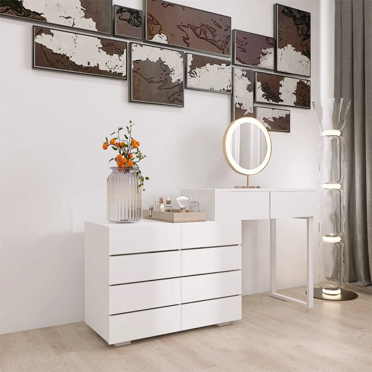 White 6 Drawer Dresser K965