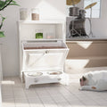 White Pet Feeding Station with Food Storage Cabinet B413520