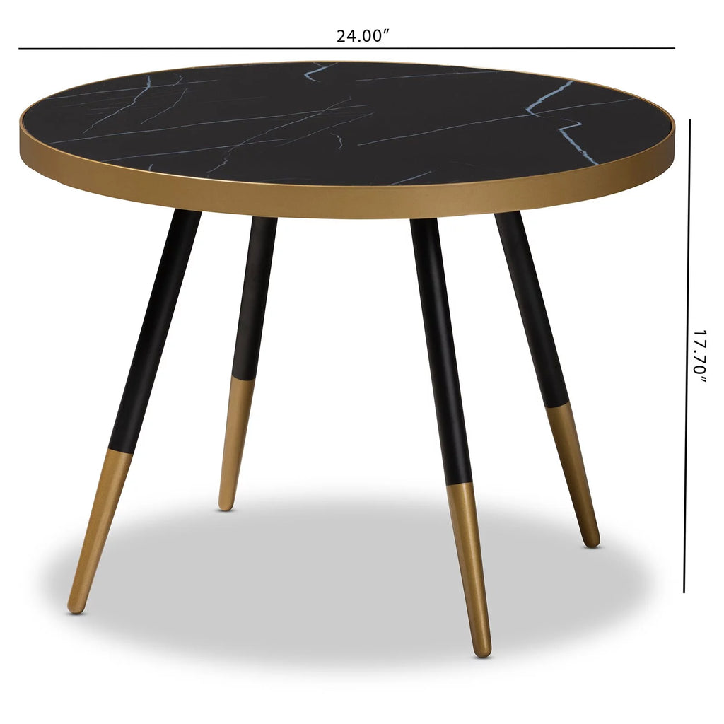 Round Marble Print Metal Coffee Table B418