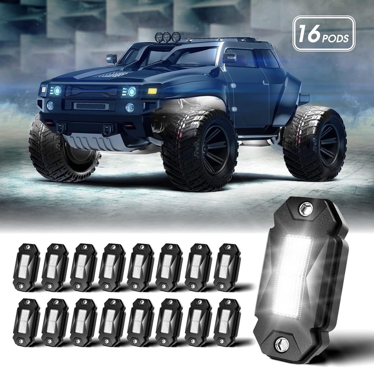 Black 8-Pods Waterproof LED Rock Lights J71437