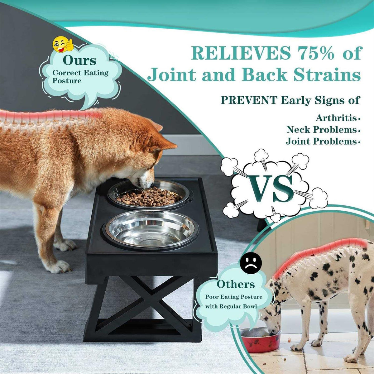 Adjustable Elevated Dog Bowl Stand with Slow Feeder Bowl Z639