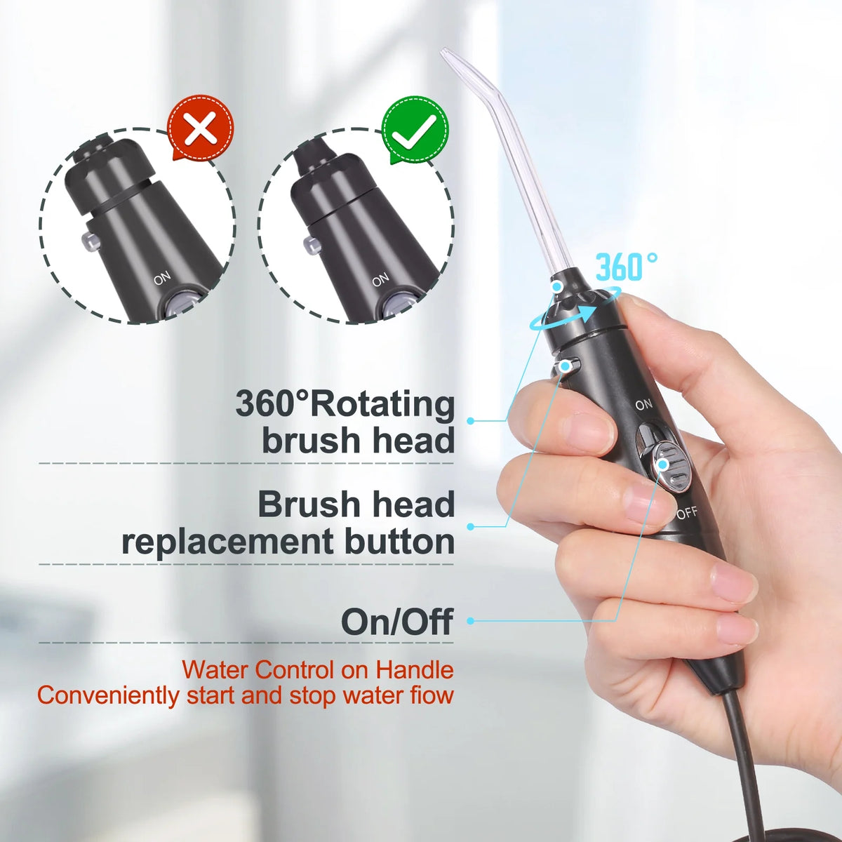 Water Flosser Oral Irrigator with 10 Pressures & 8 Tips, 600ml E776
