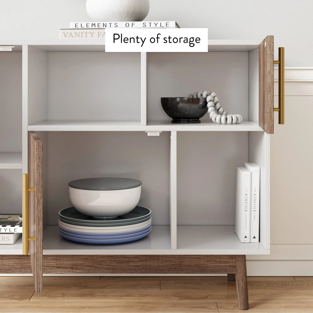 White Cube Storage with Display Shelves and Cabinet Doors B30414
