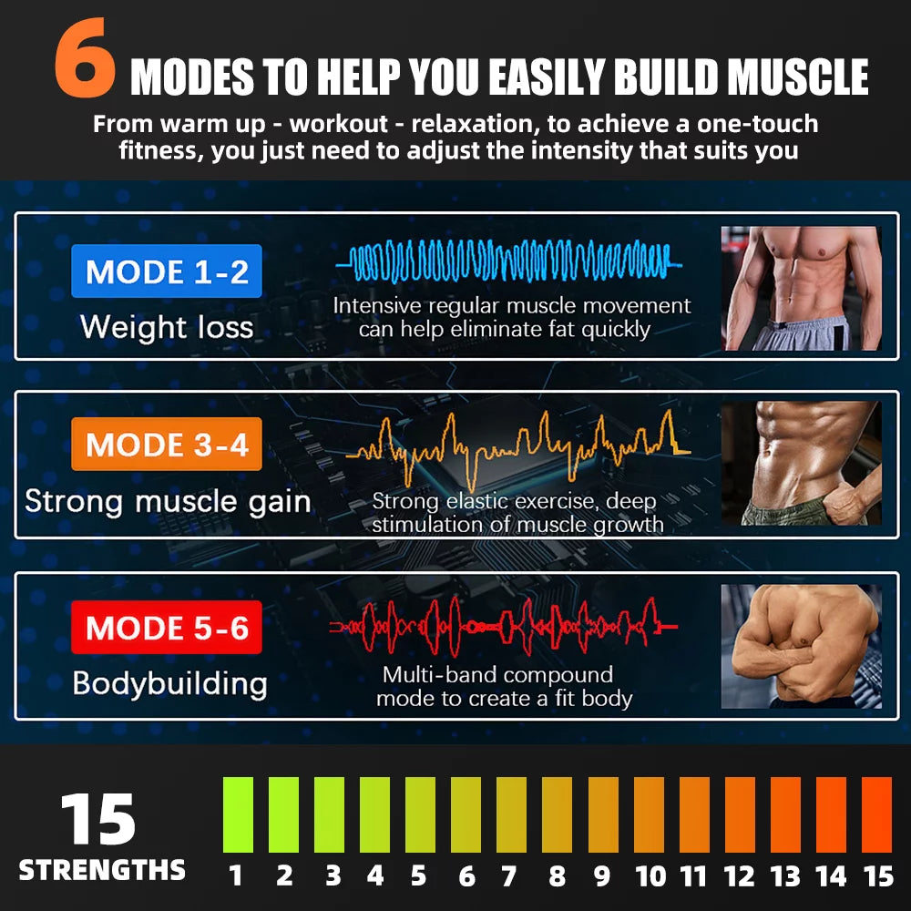 USB Charging Smart Abdominal Fitness Belt with 6 Modes 15 Levels H320087