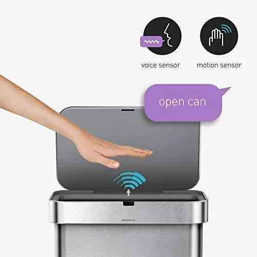 Rose Gold Stainless Steel 58-Liter Rectangular Sensor Trash Can B86781