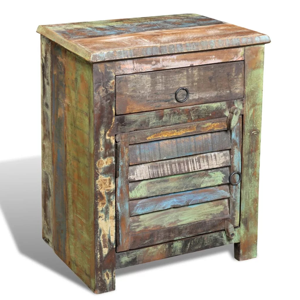 End Table with 1 Drawer 1 Door Reclaimed Wood F19874