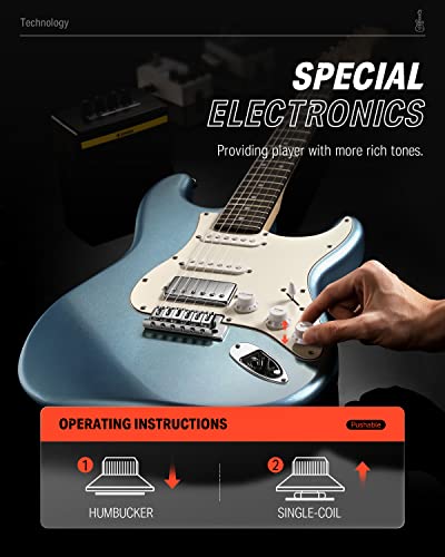 39" HSS Electric Guitar Kit with Amp, Bag, Accessories V41028