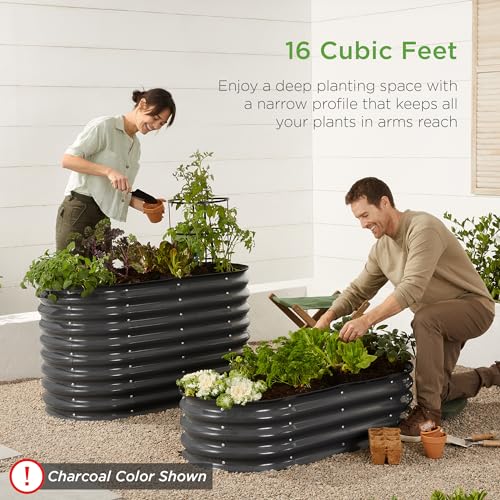 8x2x2ft Metal Raised Garden Bed, Charcoal K1480