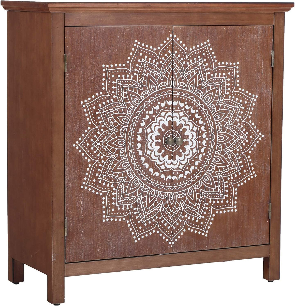 Accent Storage Cabinet with Wood Frame and Silver Powder-Coating MDF Doors, 31.5 Lx15.4 Wx38 H S860