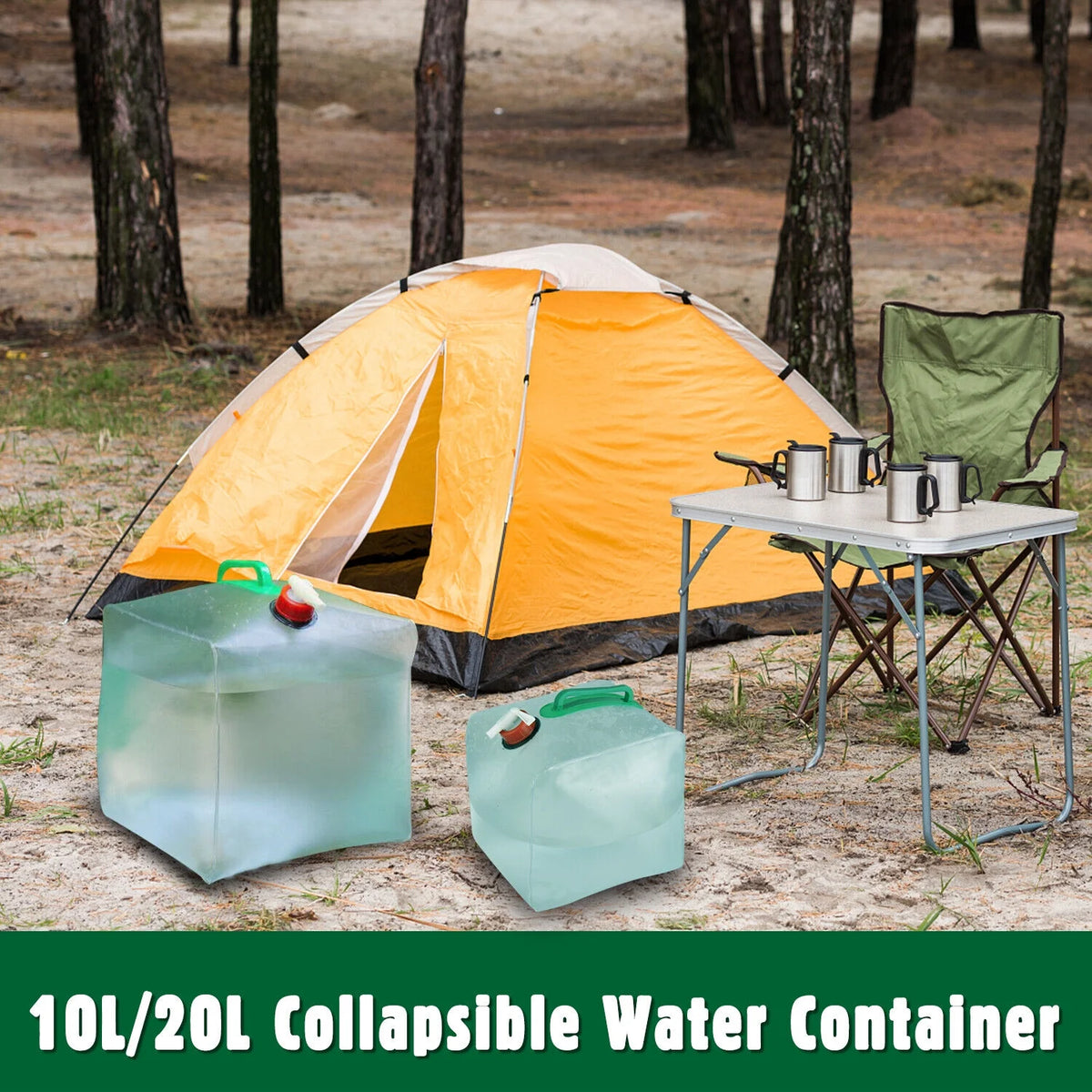 Collapsible Water Container With Spigot 2.6-5.2 Gallon Camping Water Storage Jug T692