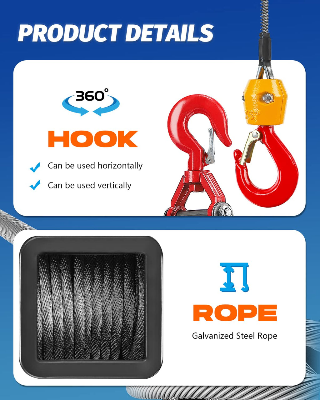 3 in 1 Electric Hoist Winch 220lb, 16ft/min, 82ft Portable Power Electric Lift with Sling Strap R84671