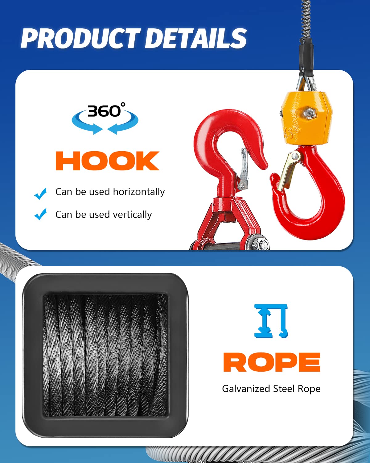 3 in 1 Electric Hoist Winch 220lb, 16ft/min, 82ft Portable Power Electric Lift with Sling Strap R84671