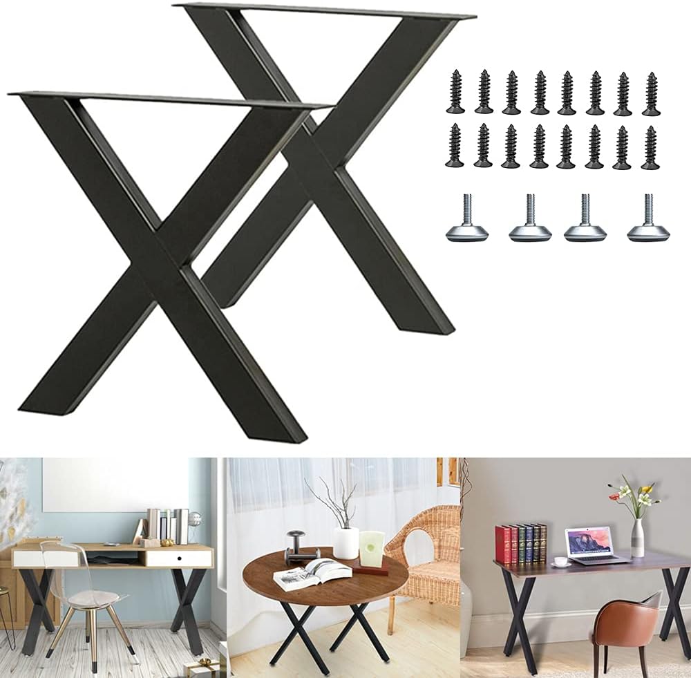 2 Pcs Cast Iron Square Tube Desk Legs 28” Height 20” Wide Q76504