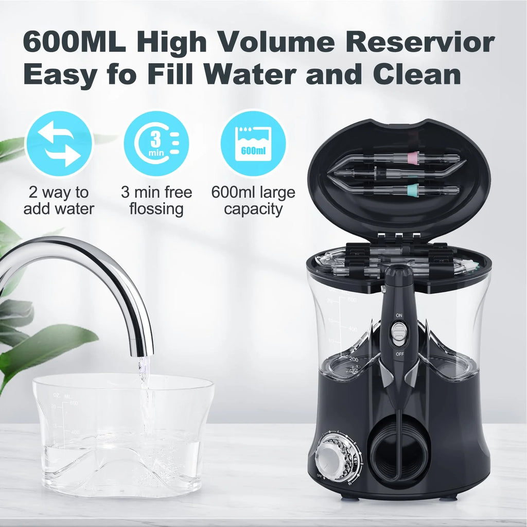 Water Flosser Oral Irrigator with 10 Pressures & 8 Tips, 600ml E776