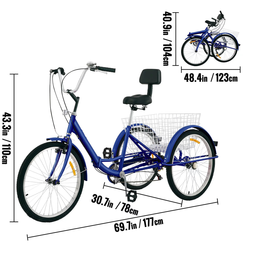 Foldable 24'' 7-Speed Adult Tricycle X441