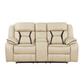 Beige Faux Leather Double Reclining Loveseat M784900