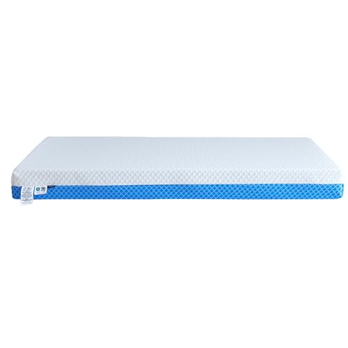 Baby Crib Mattress with Removable Outer Cover, White & Blue D829