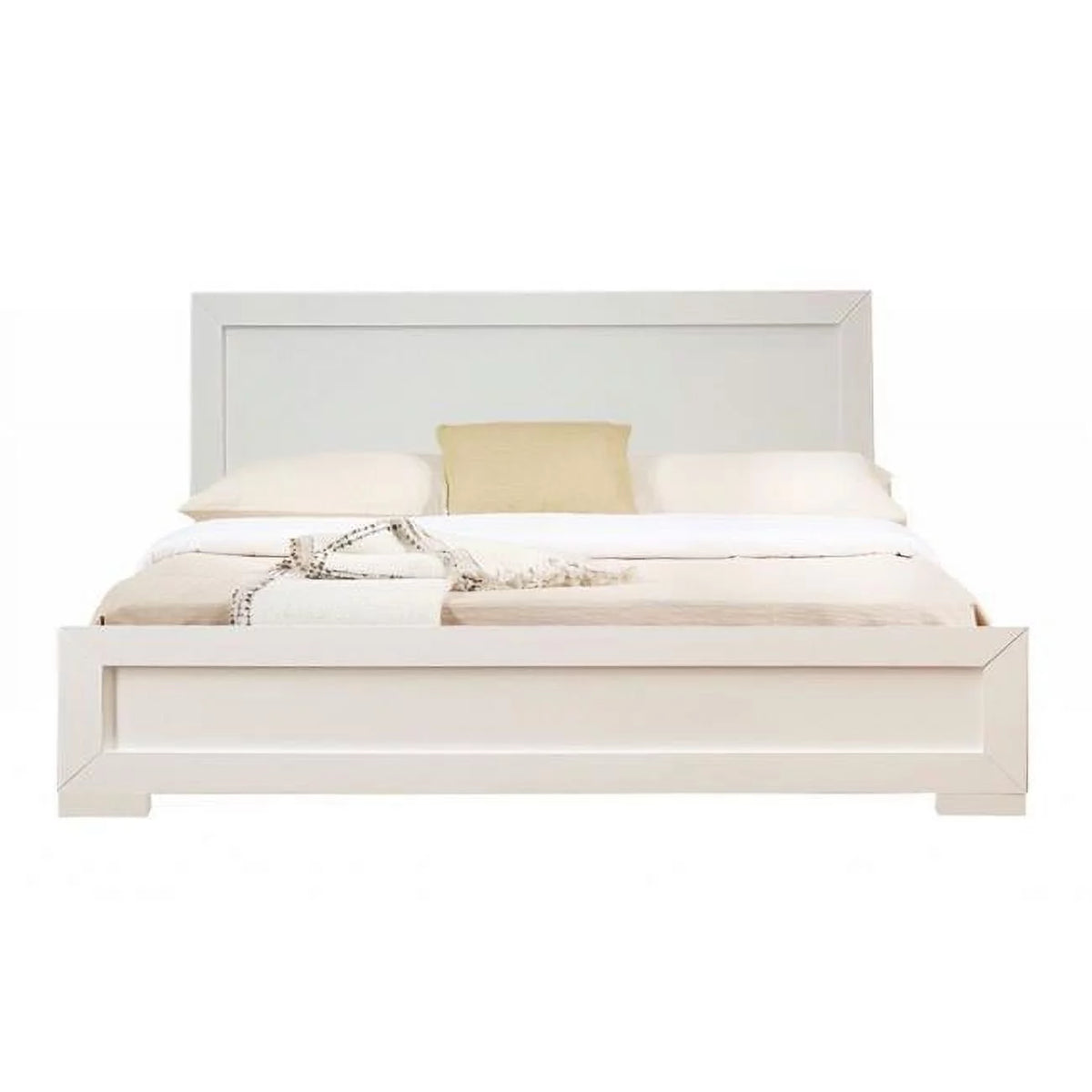White Queen Size Wood Platform Bed B984