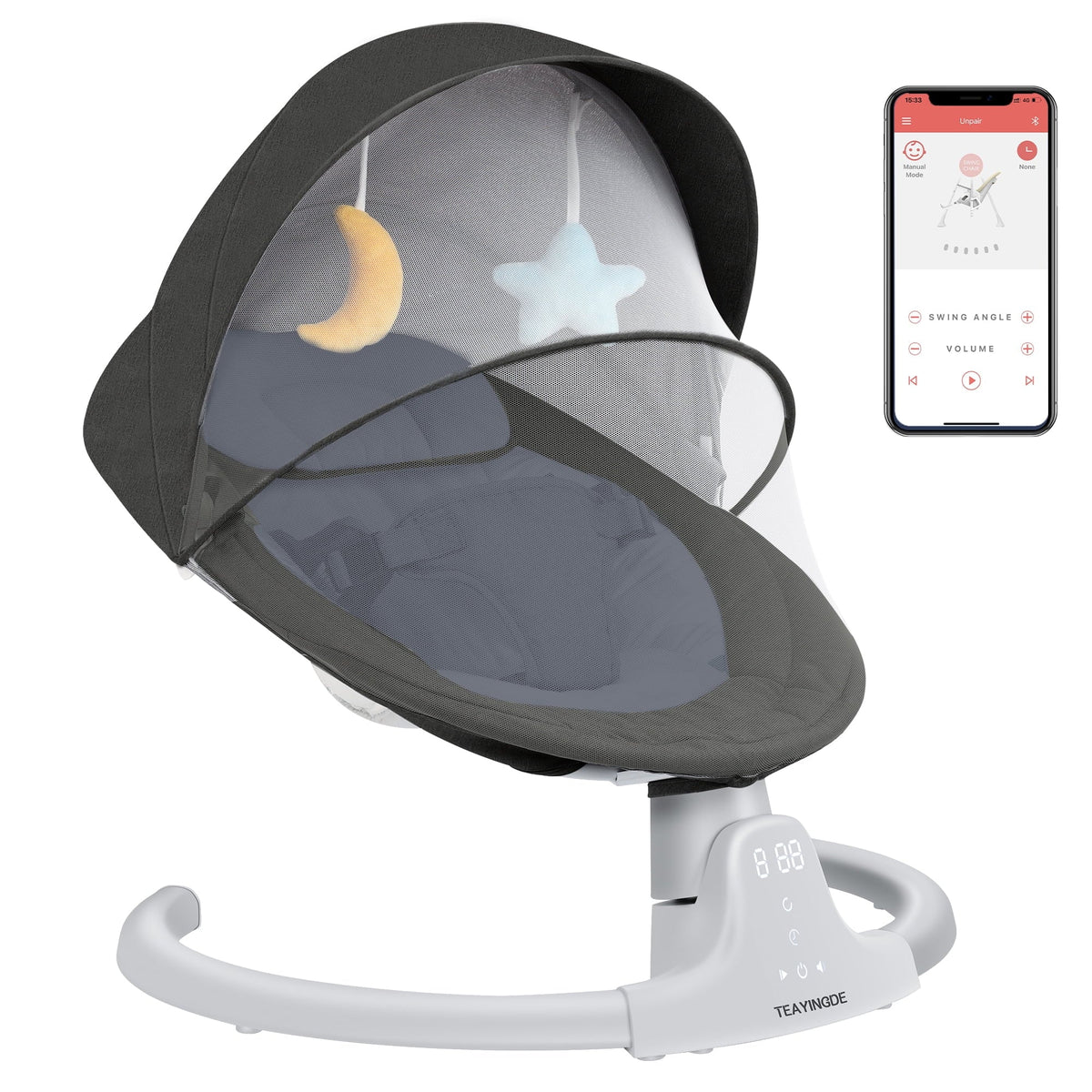 Baby Swing for Infants, 5 Speed Settings, 10 Lullabies, Pink I740