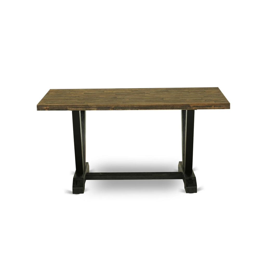 6-piece Wood Dining Set with Cushion Chairs in Gray K4034