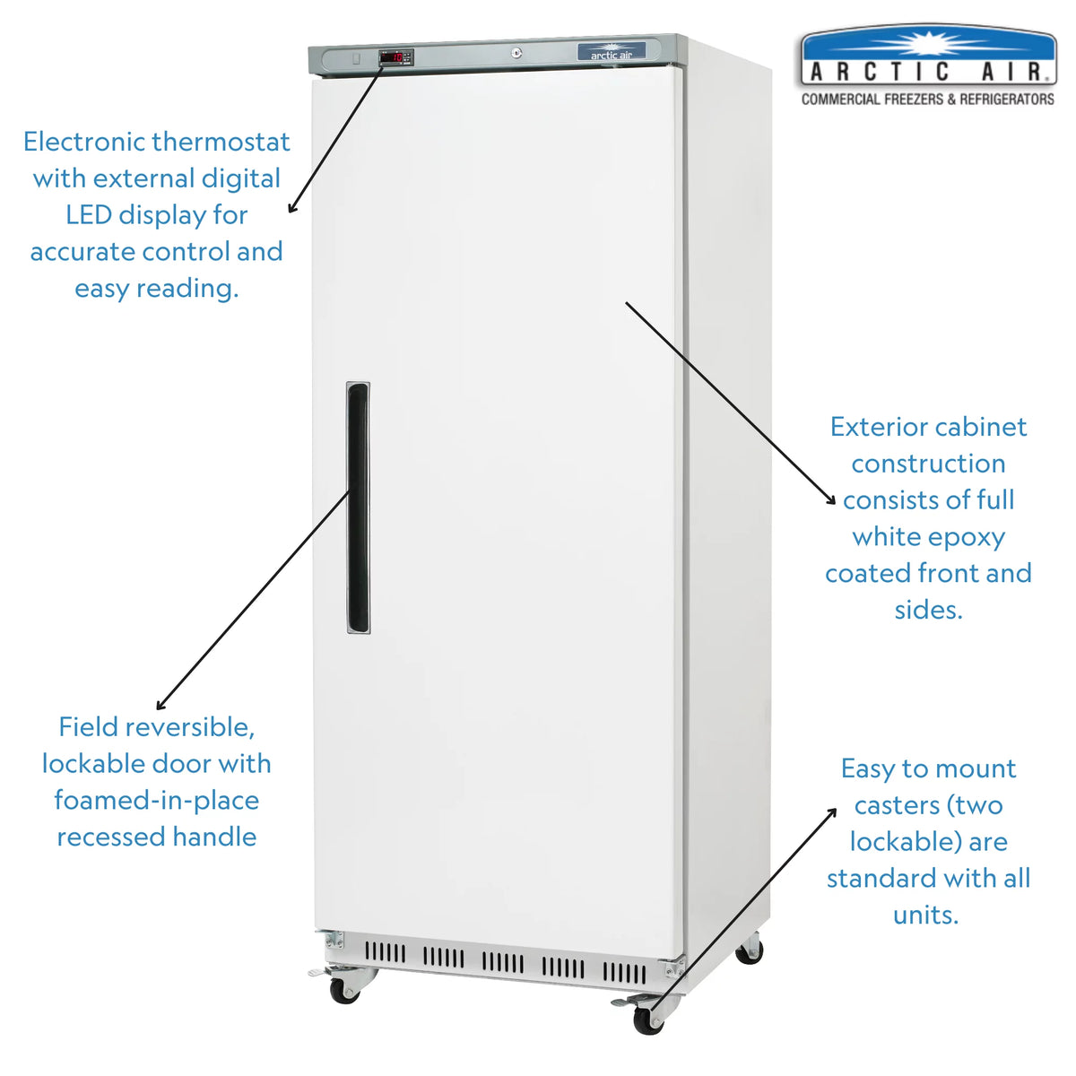 White Single Door Reach in Commercial Refrigerator 25 cu. ft. E1660
