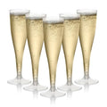 48 Glitter Gold Champagne Flutes 5oz Clear Plastic P35199