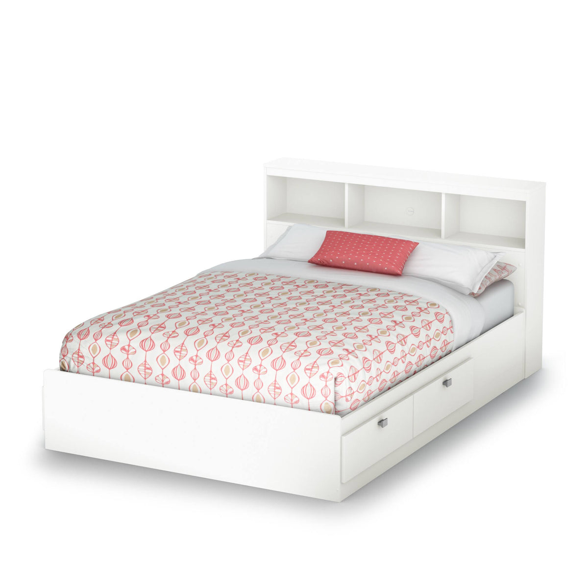 White Full Bookcase Headboard O55836