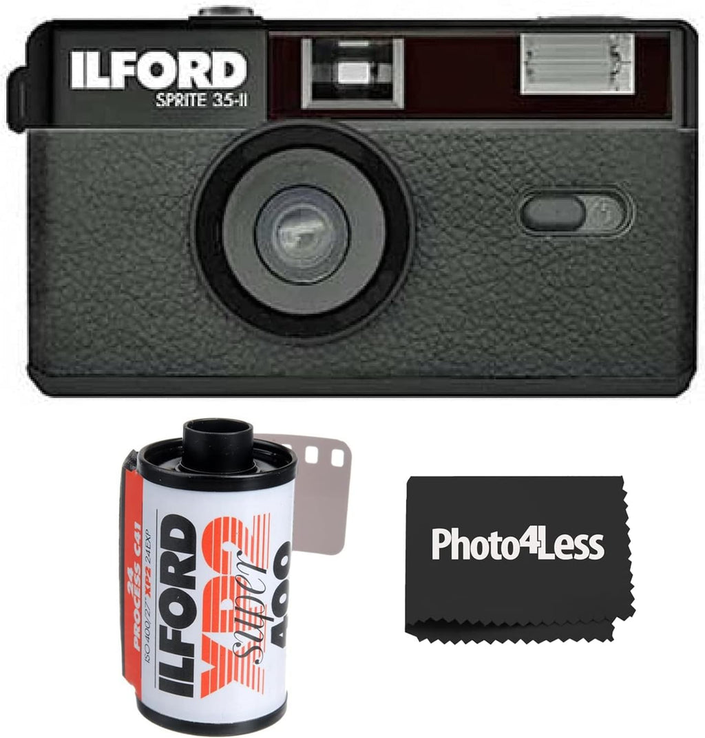 Black & Silver 35mm Camera with 24 Exposures B&W Film V692