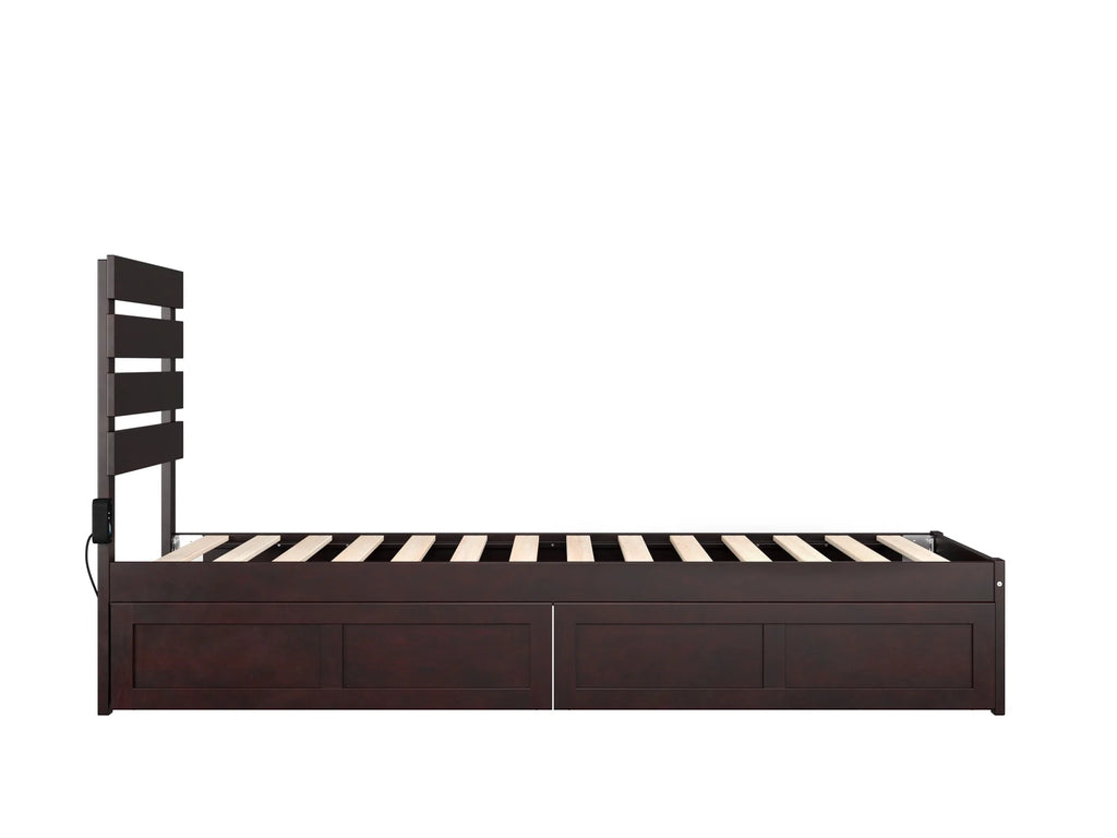Twin XL Wood Platform Bed Frame with 2 Storage Drawers D738238