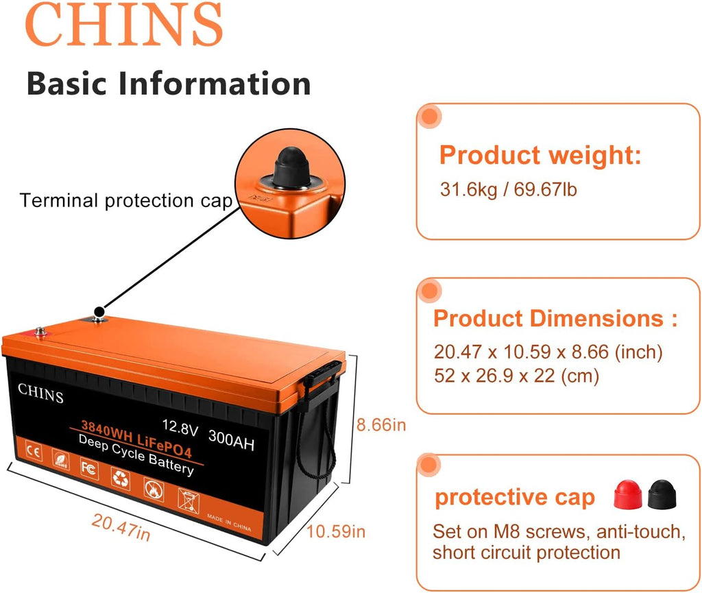 12V 400Ah LiFePO4 Lithium Battery with 250A BMS C701034