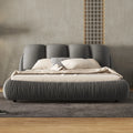 Queen Size Velvet Upholstered Bed with Padded Backrest K99115
