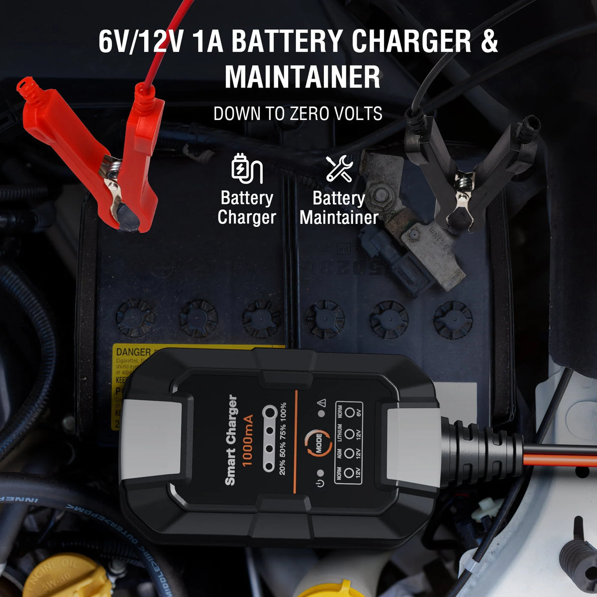 6V/12V 1A Trickle Charger Battery Maintainer J1213