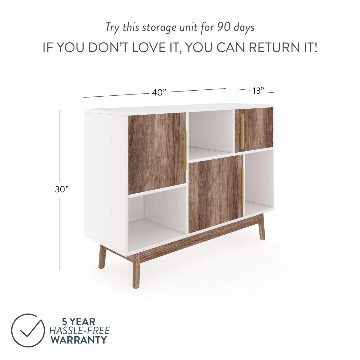 White Cube Storage with Display Shelves and Cabinet Doors B30414