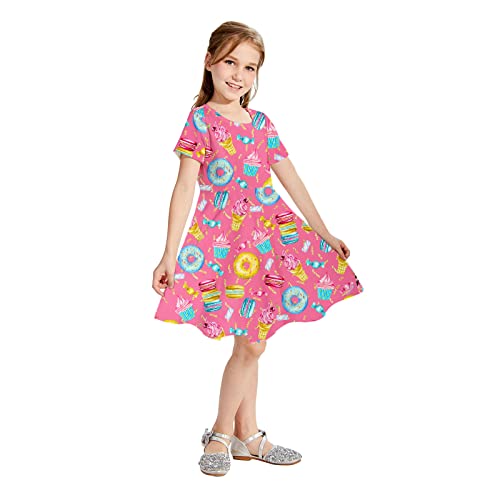 Little Girls Short Sleeve Casual Summer Sundress V548339