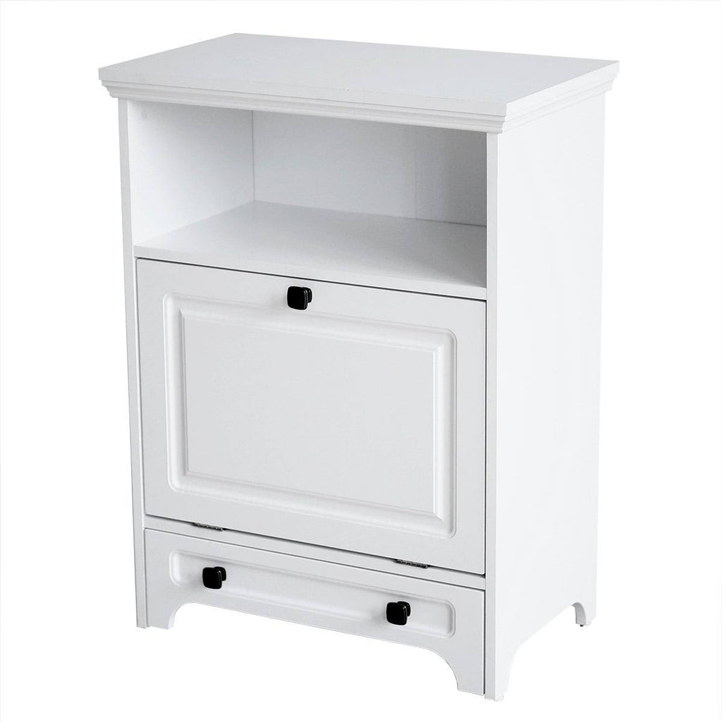 White Pet Feeding Station with Food Storage Cabinet B413520