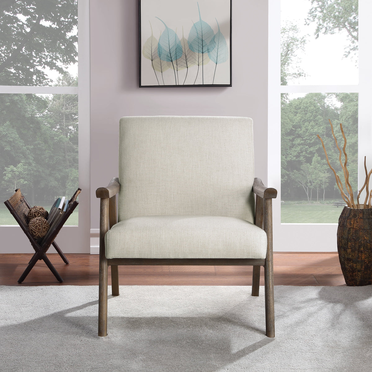 Linen White Fabric Armchair X2740