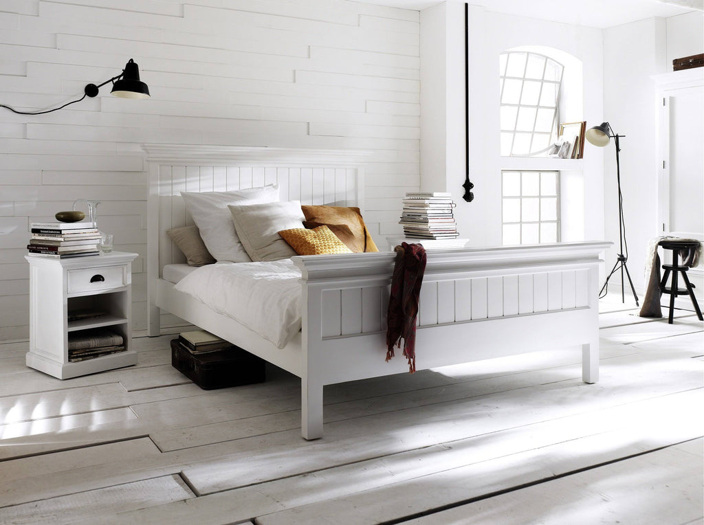 White Bedside Table with Shelves Q2075