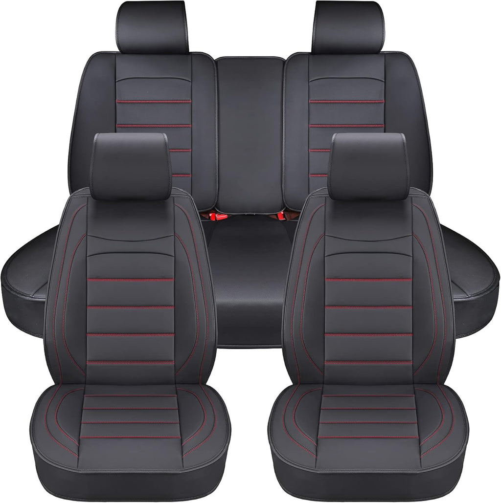 Beige Waterproof Leather Car Seat Covers Full Set E758