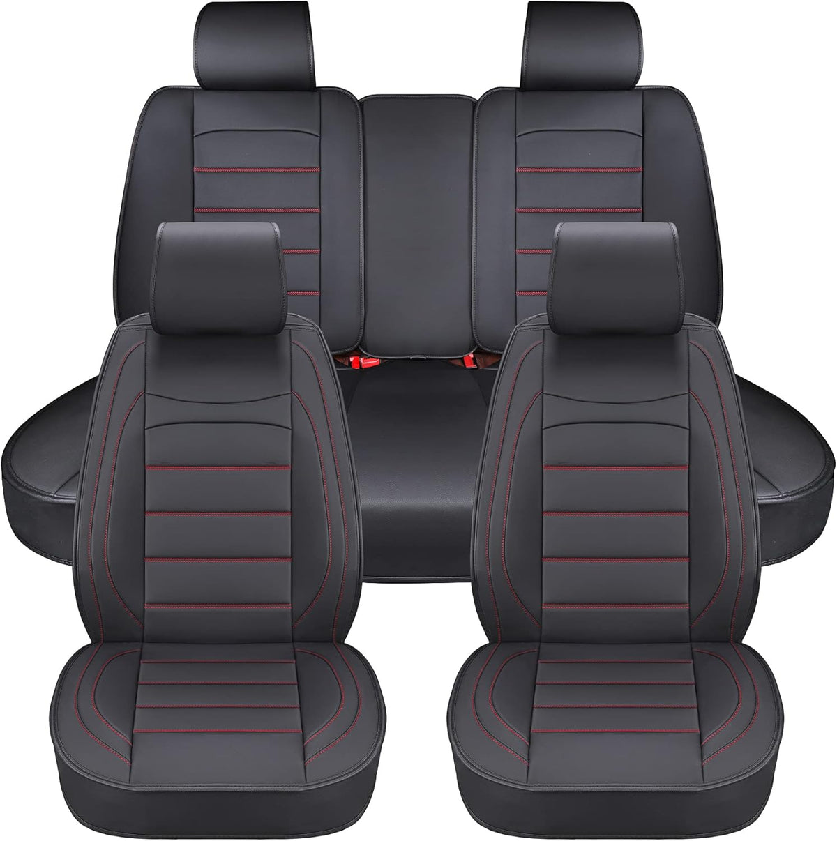 Beige Waterproof Leather Car Seat Covers Full Set E758