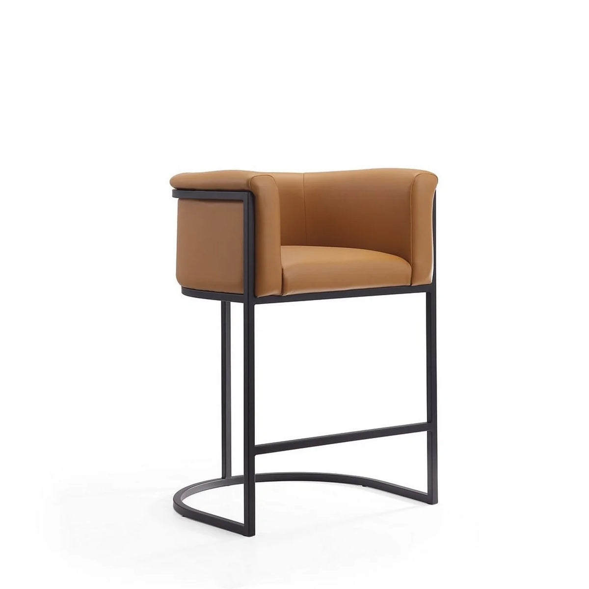 Camel and Black Metal Counter Height Bar Stool Set of 2 Q15741