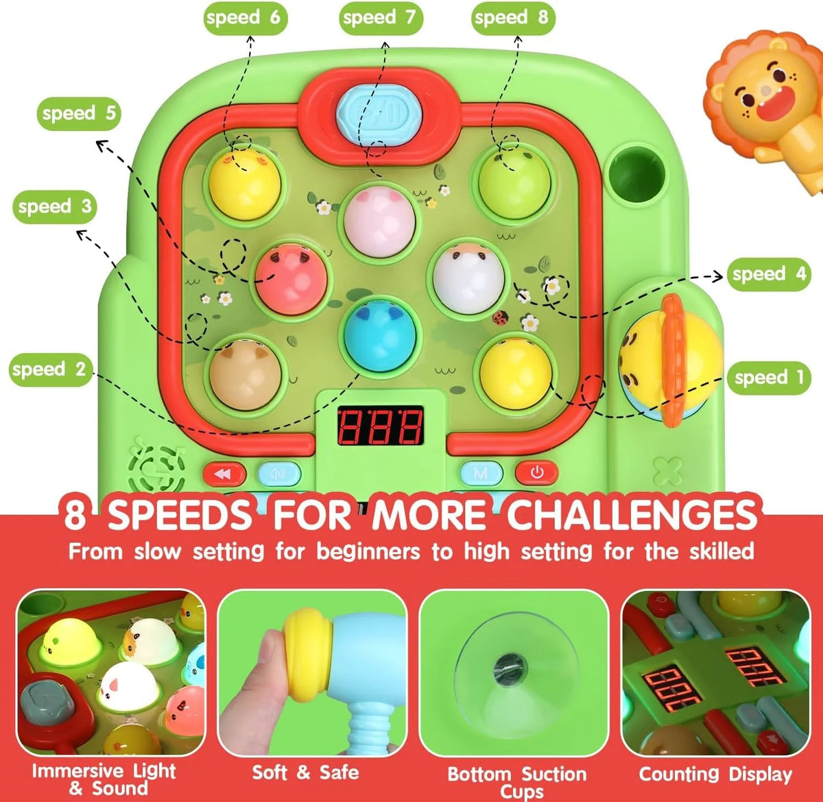 Green Whack A Mole Game with 2 Hammers N4849