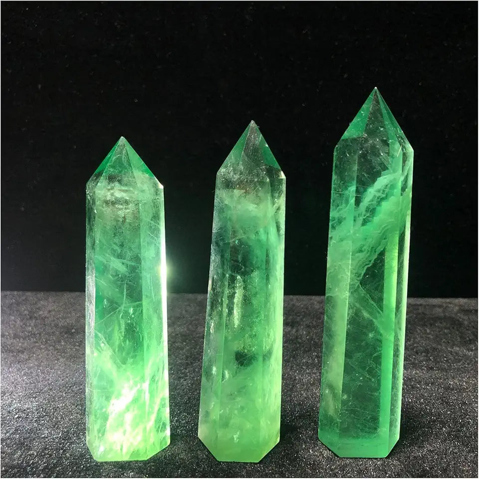 Natural Green Fluorite Hexagon Point Crystal P500728