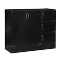 Black 5-Door 3-Shelf Wooden Bookcase Q5680